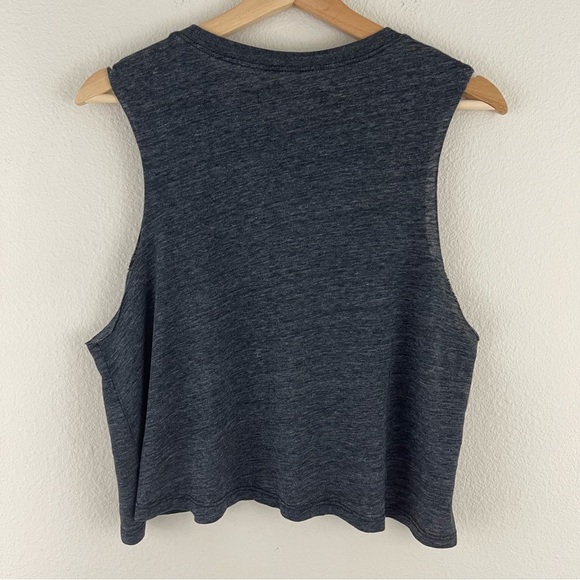 !SOLD! SPIRITUAL GANGSTER Heathered Dark Grey Logo Varsity Soft Muscle Tee Tank - Picture 9 of 10